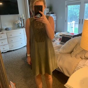 Green velvet tank dress